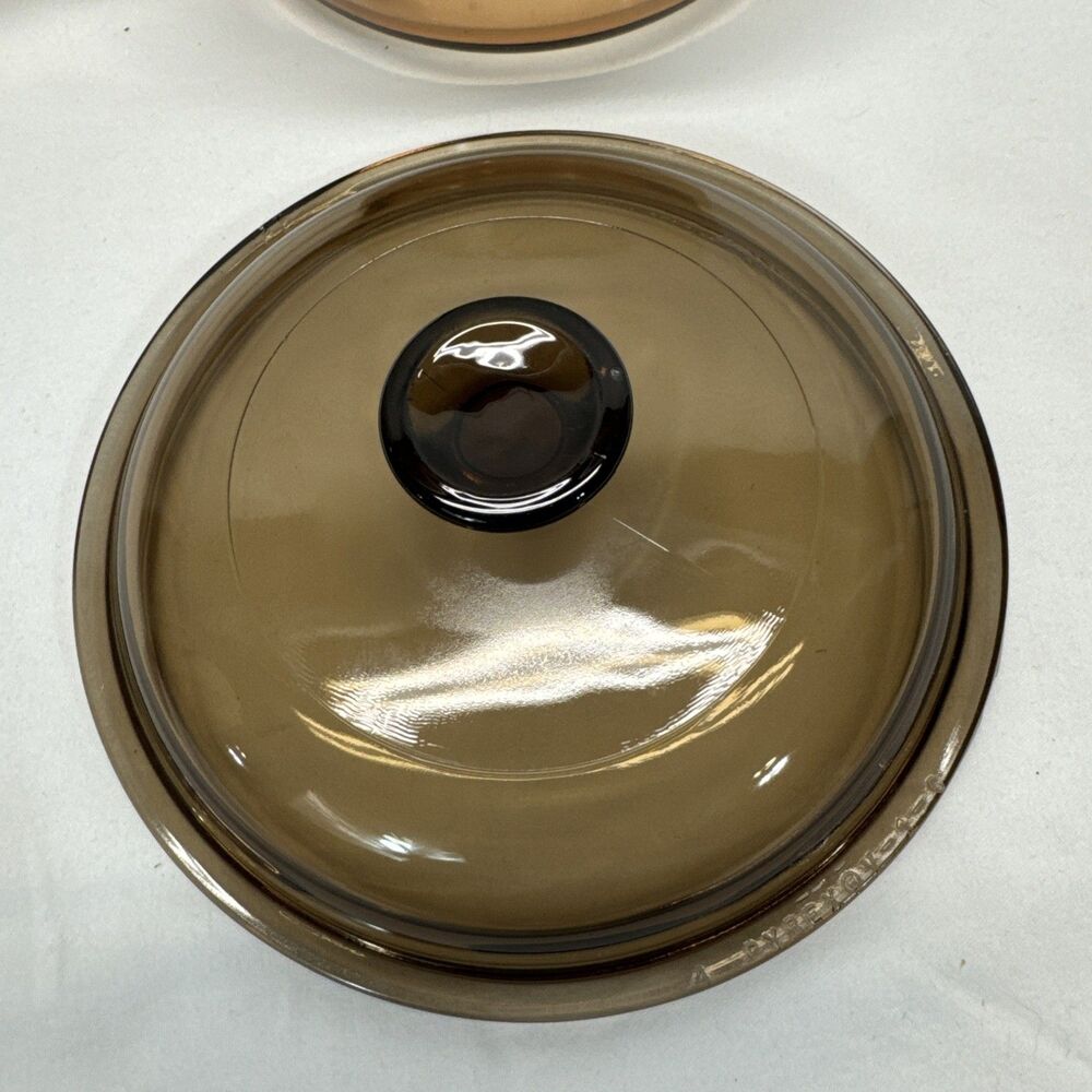 Vintage Amber Brown Vision Ware Corning USA 1L Sauce Pot Spout Lid Glass - Picture 6 of 10